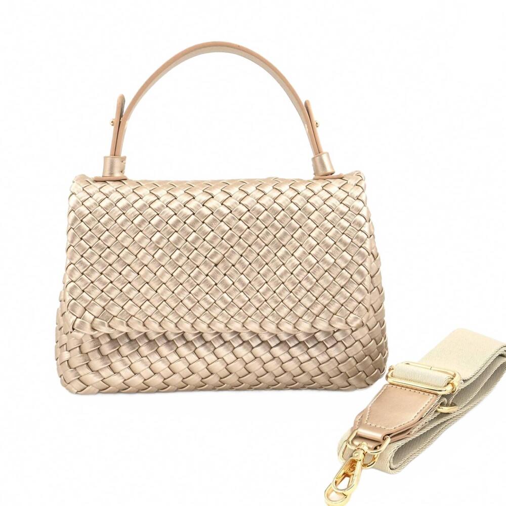 NEW BC HANDBAGS women's berlin woven handbag in gold